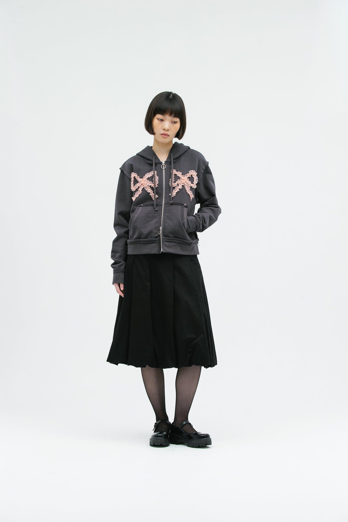 EYELET BALLOON SKIRT BLACK-SAENGIN STUDIOS-APOC STORE
