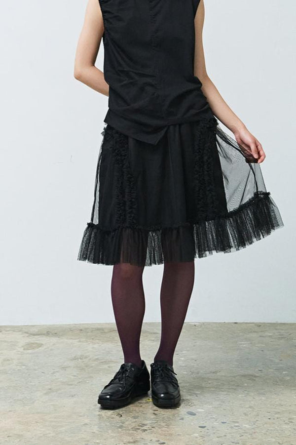 BANDING RUFFLE SHA SKIRT BLACK-SAENGIN STUDIOS-APOC STORE
