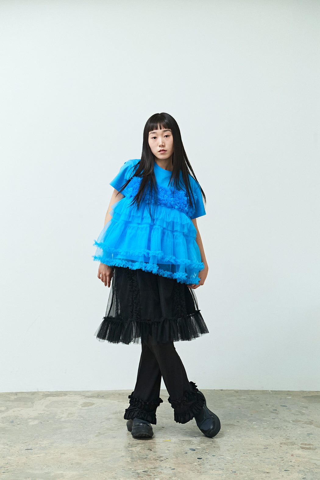 RUFFLE BOOTCUT PANTS BLACK-SAENGIN STUDIOS-APOC STORE