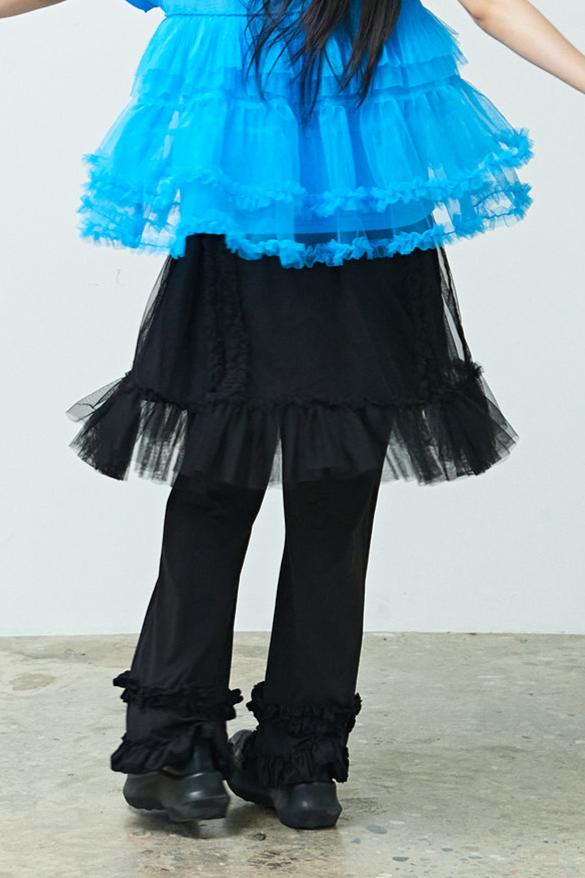 RUFFLE BOOTCUT PANTS BLACK-SAENGIN STUDIOS-APOC STORE