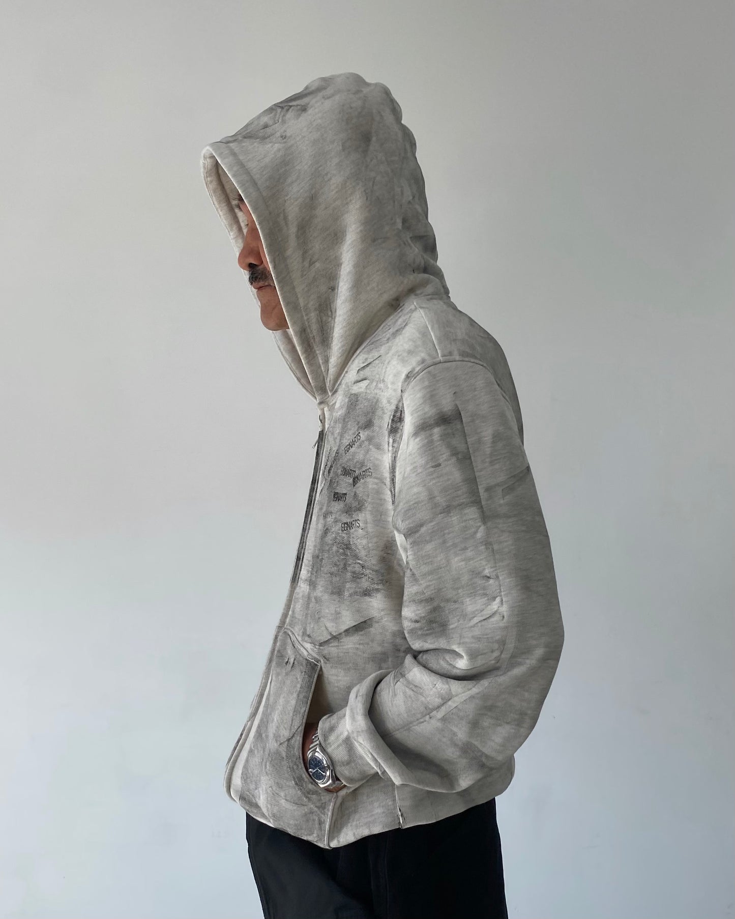 Stamped Zip-Up Hoodie Gray-EGNARTS-APOC STORE