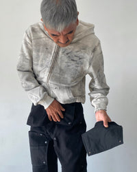 Stamped Zip-Up Hoodie Gray-EGNARTS-APOC STORE