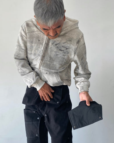 Stamped Zip-Up Hoodie Gray-EGNARTS-APOC STORE