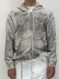 Stamped Zip-Up Hoodie Gray-EGNARTS-APOC STORE