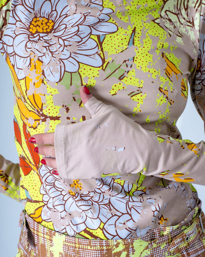 DISTRESSED VINTAGE FLORAL PRINT TURTLENECK-KAWAkEY-APOC STORE