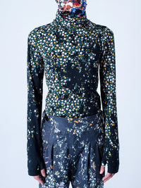 DISTRESSED VINTAGE FLORAL PRINT TURTLENECK-KAWAkEY-APOC STORE