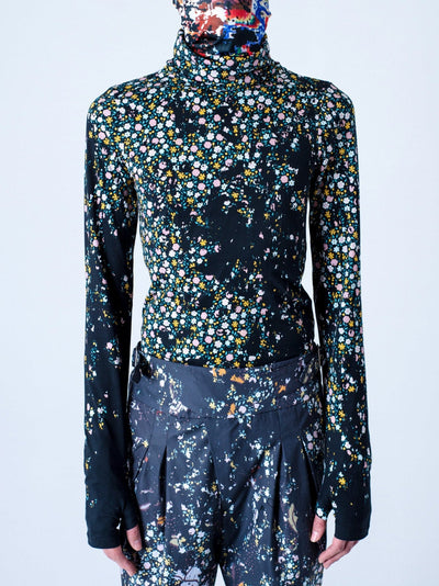 DISTRESSED VINTAGE FLORAL PRINT TURTLENECK-KAWAkEY-APOC STORE