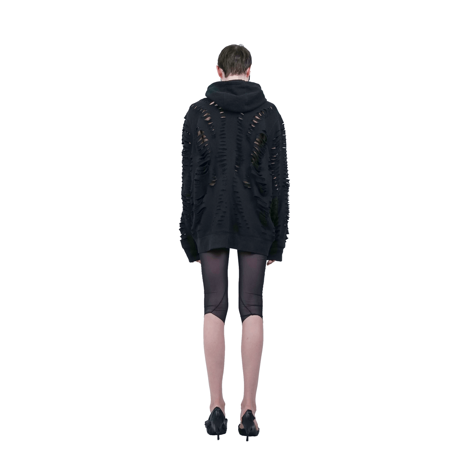 CUT HOODIE CARDIGAN BLACK-Sia Arnika-APOC STORE