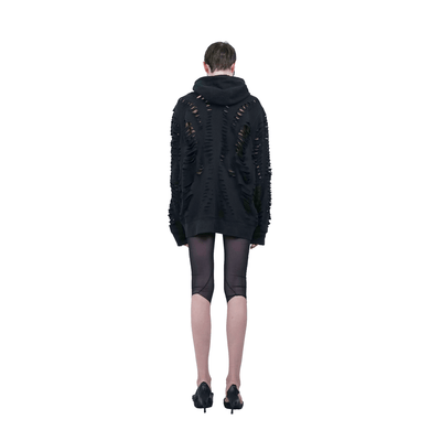 CUT HOODIE CARDIGAN BLACK-Sia Arnika-APOC STORE