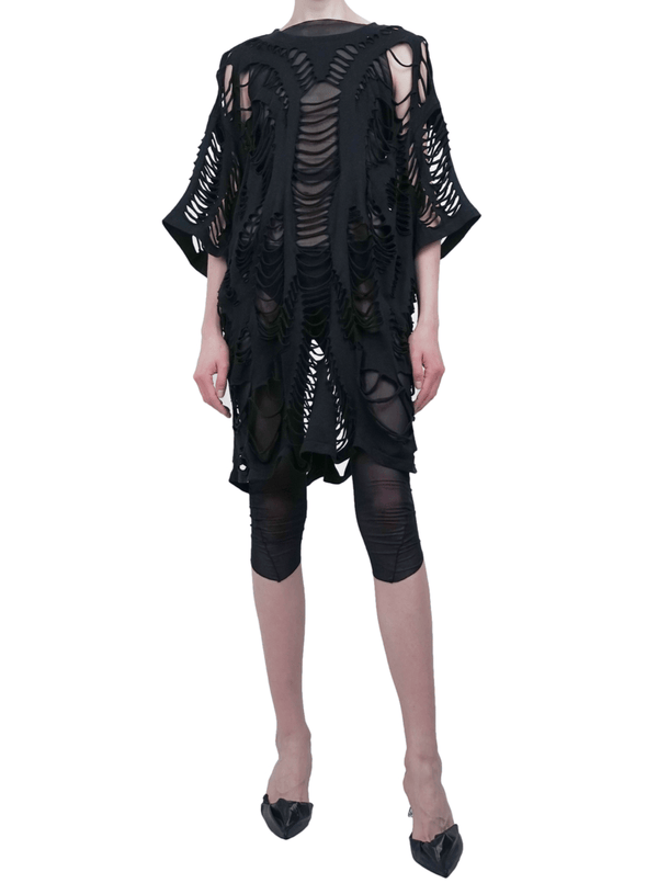 OVERSIZED CUT TEE DRESS BLACK-Sia Arnika-APOC STORE