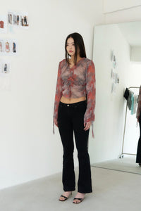 SHEER SMOCKING BLOUSE (SCARLET)-Lalameemee-APOC STORE
