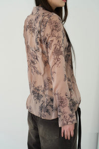 FLORAL CHIFFON BLOUSE (SAND)-Lalameemee-APOC STORE