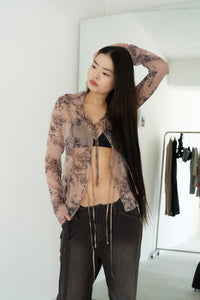 FLORAL CHIFFON BLOUSE (SAND)-Lalameemee-APOC STORE