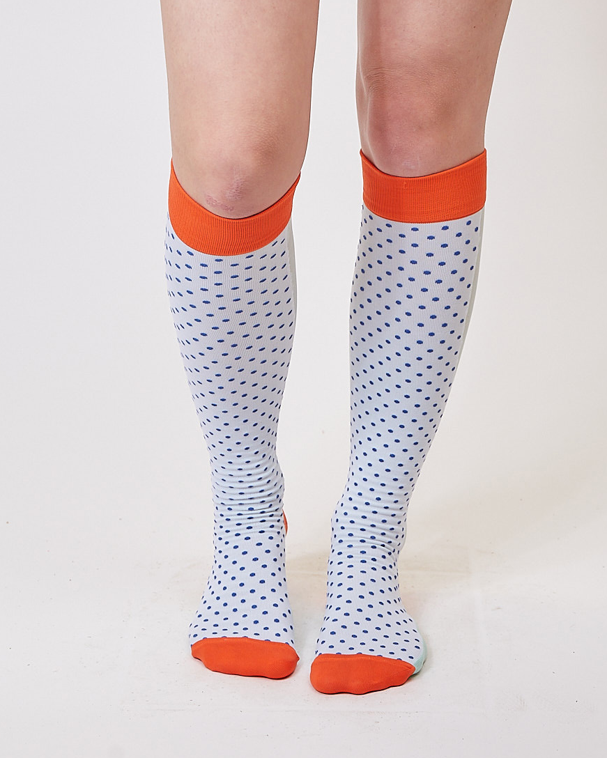 blue micro dot knee high socks-NIAMH GALEA-APOC STORE
