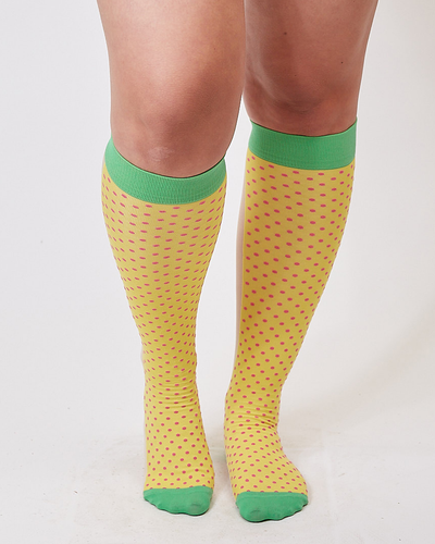 yellow micro dot knee high socks-NIAMH GALEA-APOC STORE