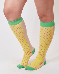yellow micro dot knee high socks-NIAMH GALEA-APOC STORE
