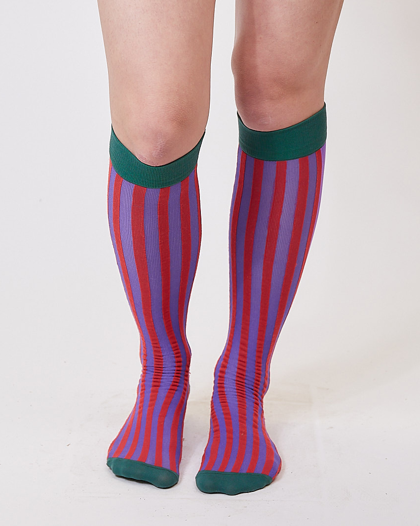 red stripe knee high socks-NIAMH GALEA-APOC STORE