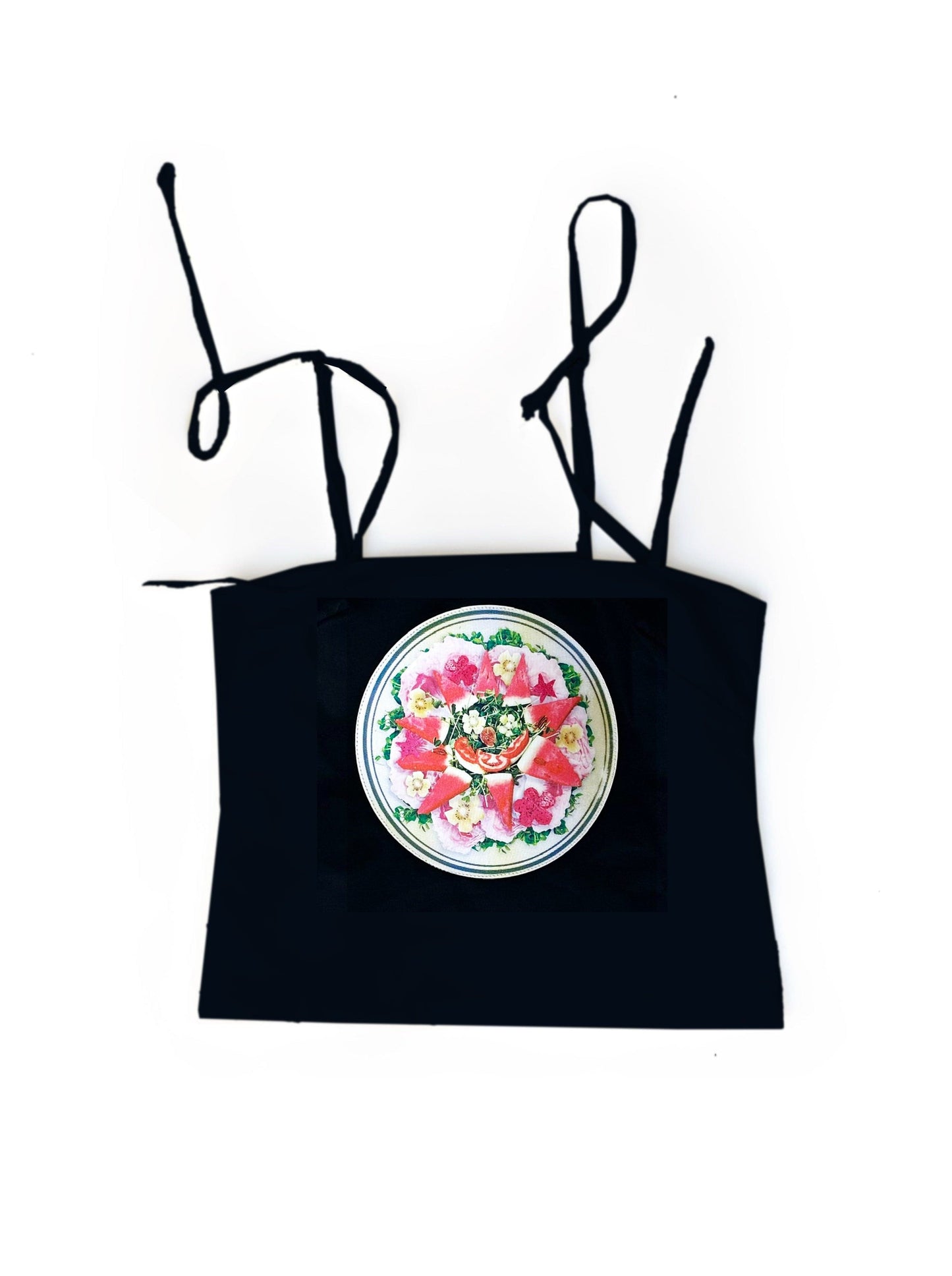 Happy Wink Salad on Black Spaghetti Tank-Leeann Huang-APOC STORE