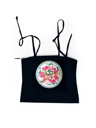 Happy Wink Salad on Black Spaghetti Tank-Leeann Huang-APOC STORE