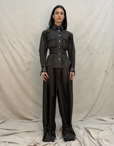 ASYMMETRIC TROUSER | VEGAN LEATHER-Elena Velez-APOC STORE