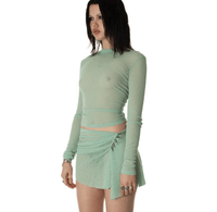MESH KNOT REVERSIBLE TEE GREEN-Nibgnus-APOC STORE
