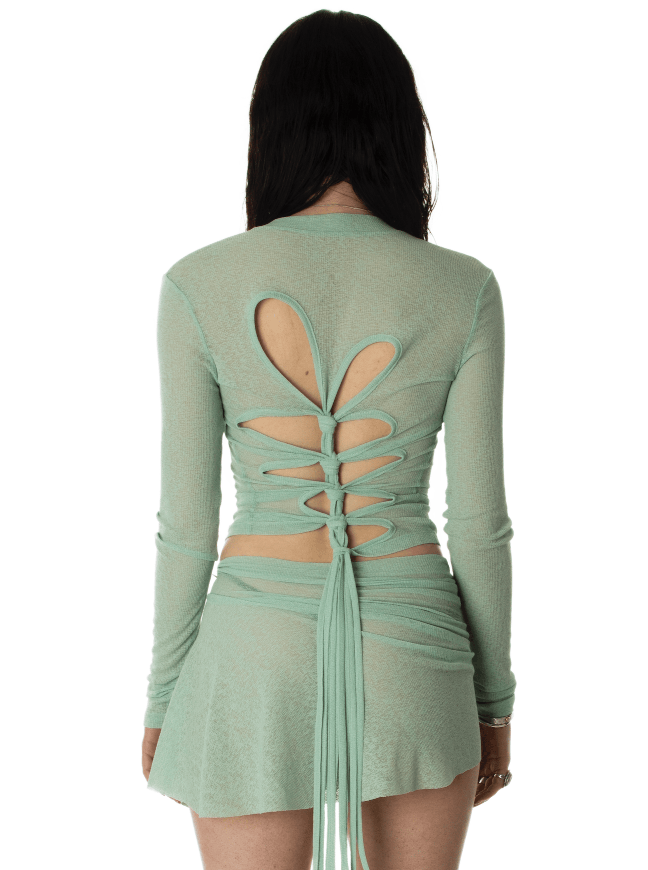 MESH KNOT REVERSIBLE TEE GREEN-Nibgnus-APOC STORE