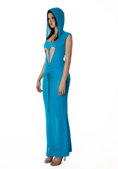 HEART HOOD DRESS BLUE-Nibgnus-APOC STORE