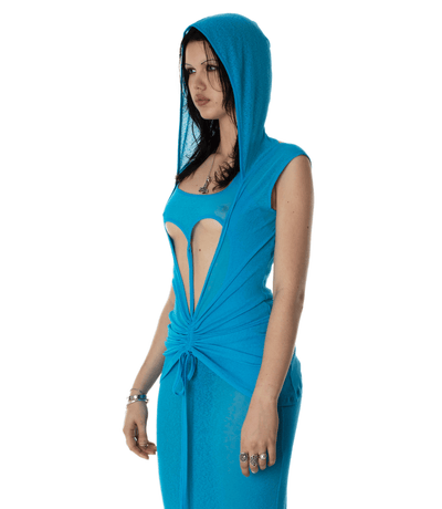 HEART HOOD DRESS BLUE-Nibgnus-APOC STORE