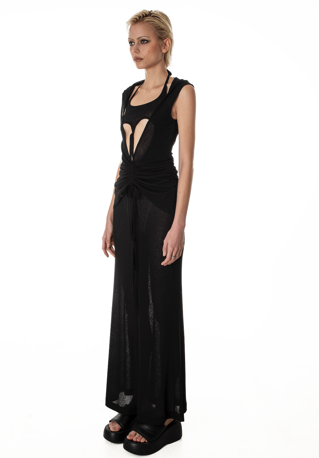 HEART HOOD DRESS BLACK-Nibgnus-APOC STORE
