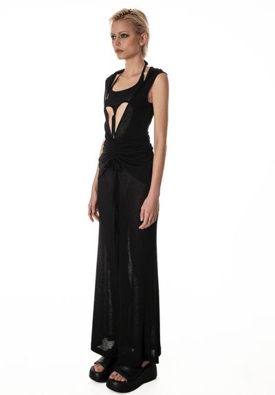 HEART HOOD DRESS BLACK-Nibgnus-APOC STORE