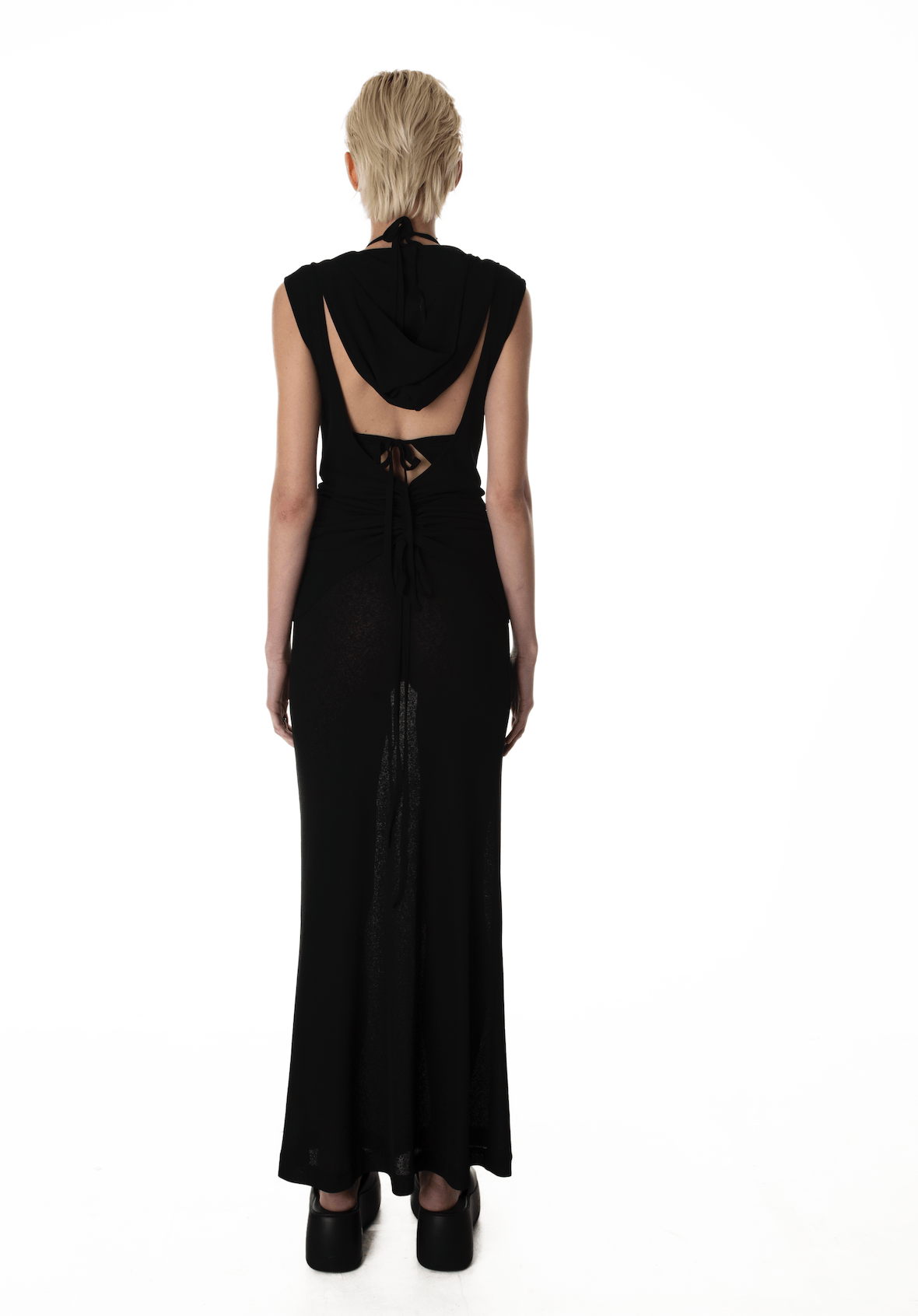 HEART HOOD DRESS BLACK-Nibgnus-APOC STORE
