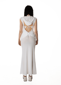 HEART HOOD DRESS WHITE-Nibgnus-APOC STORE