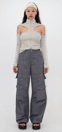 HEART CARGO PANTS GREY-Nibgnus-APOC STORE