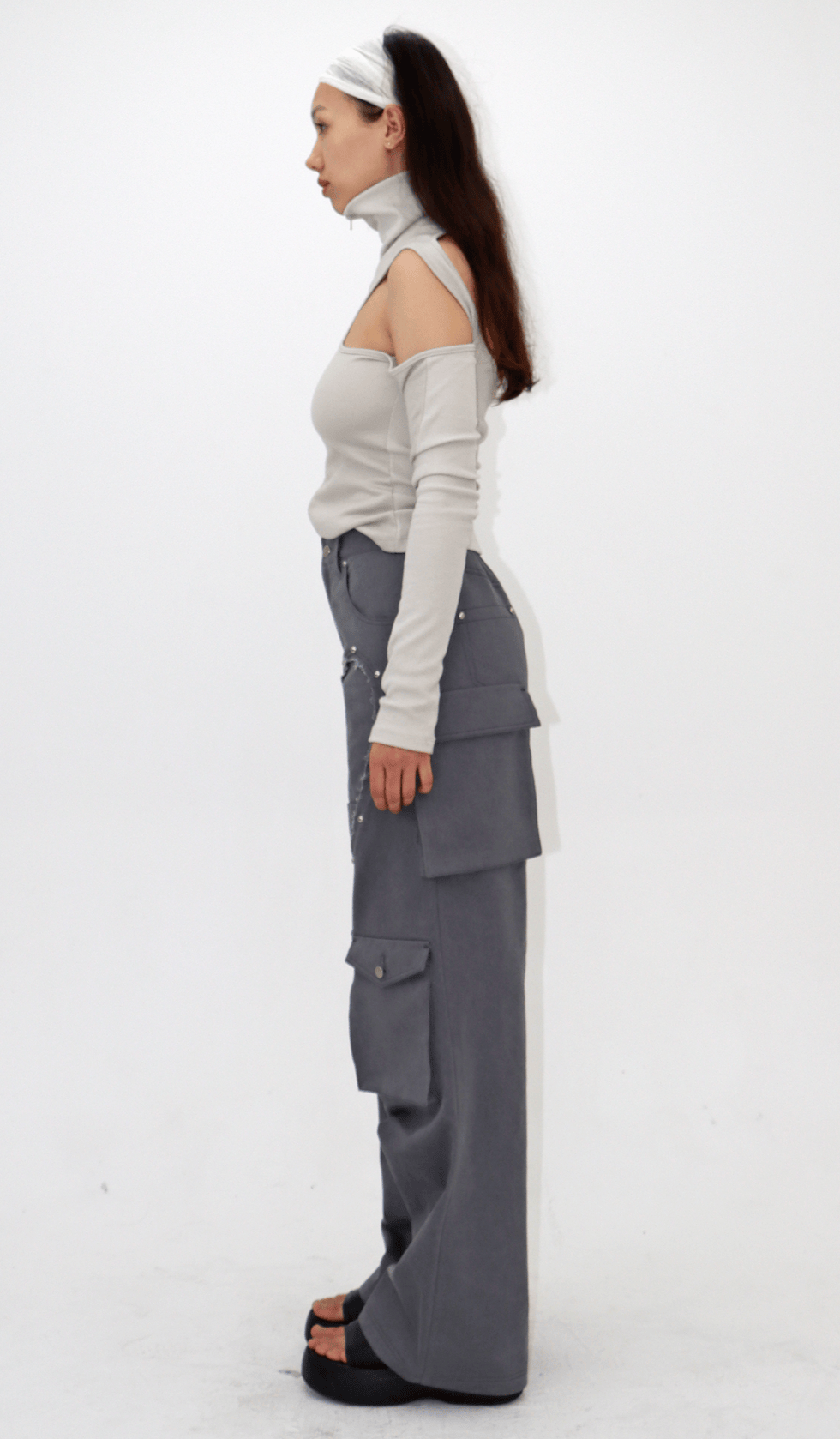 HEART CARGO PANTS GREY-Nibgnus-APOC STORE