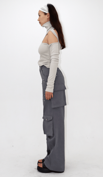 HEART CARGO PANTS GREY-Nibgnus-APOC STORE