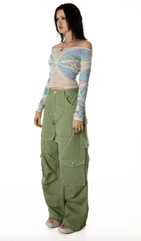 HEART CARGO PANTS KHAKI-Nibgnus-APOC STORE
