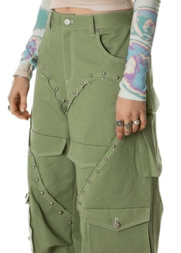 HEART CARGO PANTS KHAKI-Nibgnus-APOC STORE