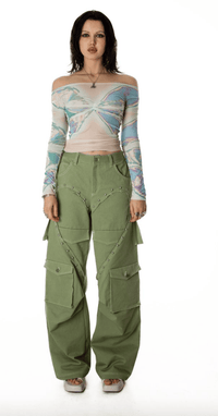 HEART CARGO PANTS KHAKI-Nibgnus-APOC STORE