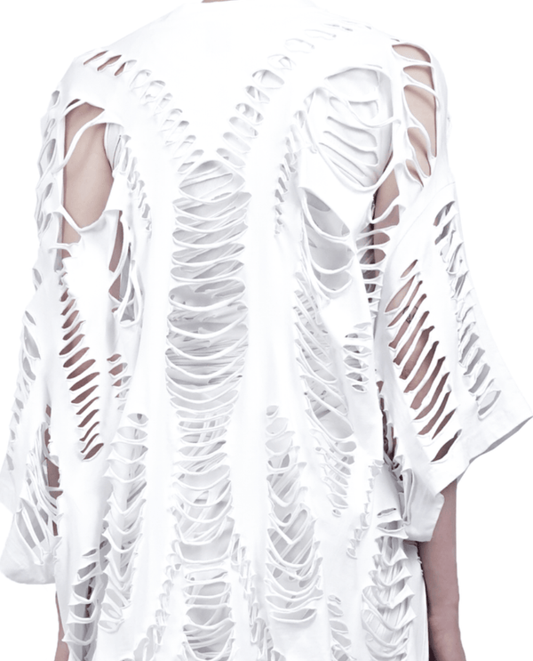 OVERSIZED CUT TEE DRESS WHITE-Sia Arnika-APOC STORE