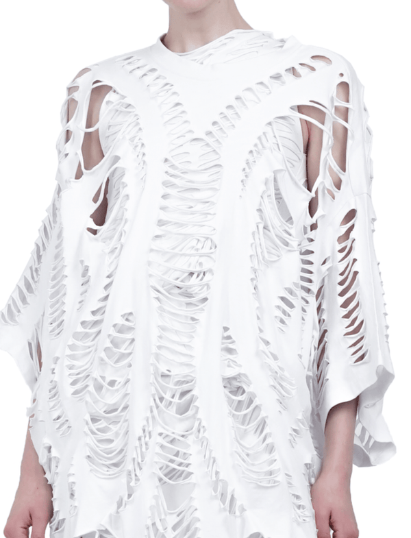OVERSIZED CUT TEE DRESS WHITE-Sia Arnika-APOC STORE