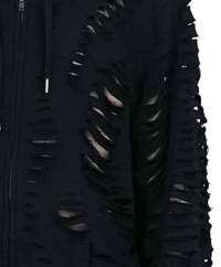 CUT HOODIE CARDIGAN BLACK-Sia Arnika-APOC STORE