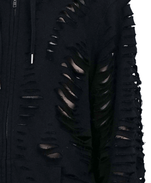 CUT HOODIE CARDIGAN BLACK-Sia Arnika-APOC STORE