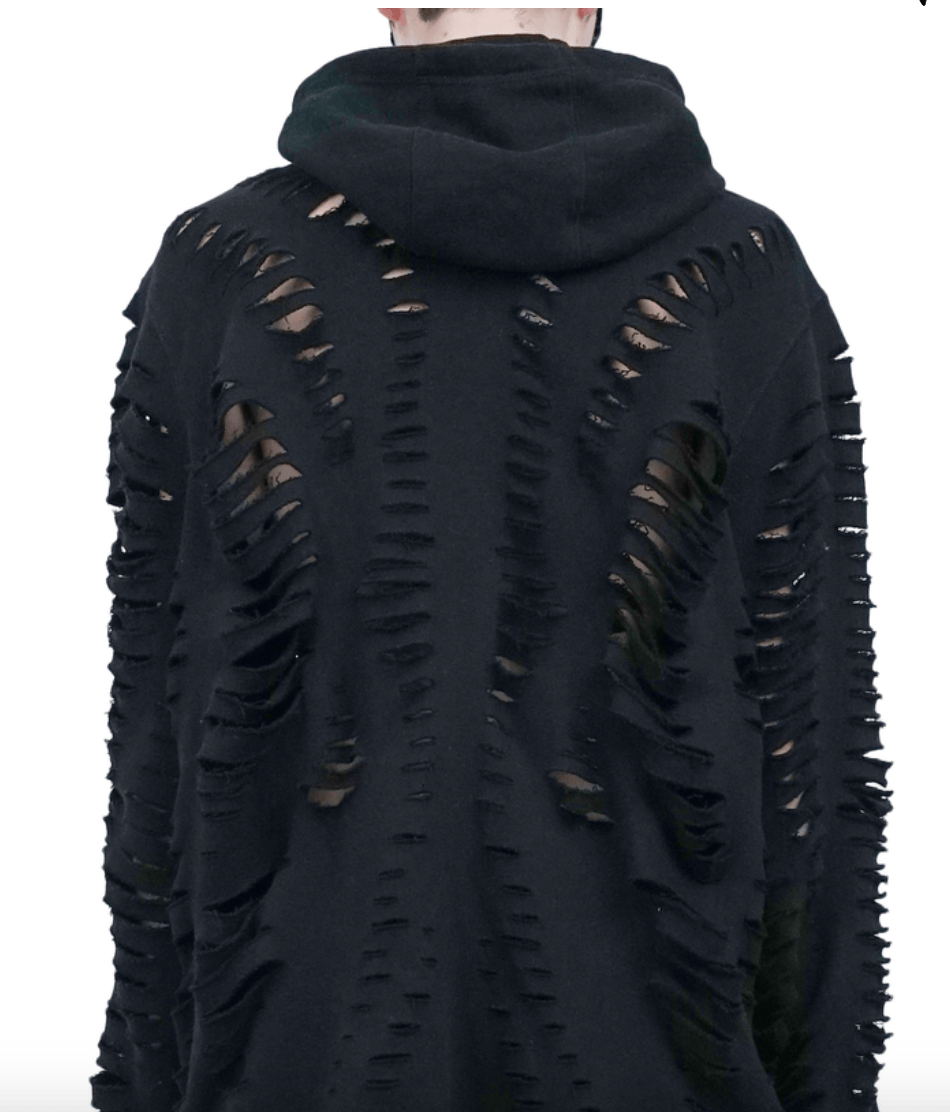 CUT HOODIE CARDIGAN BLACK-Sia Arnika-APOC STORE