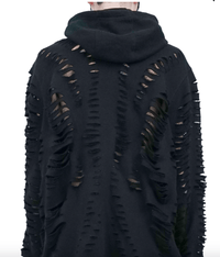 CUT HOODIE CARDIGAN BLACK-Sia Arnika-APOC STORE