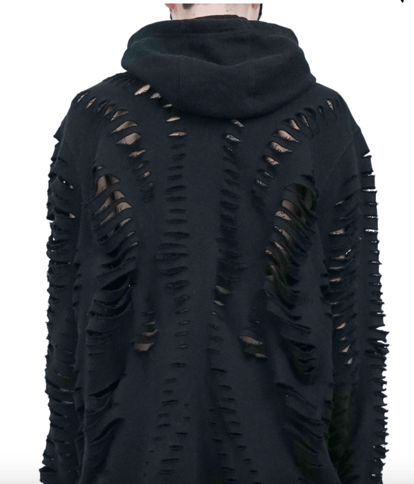 CUT HOODIE CARDIGAN BLACK-Sia Arnika-APOC STORE