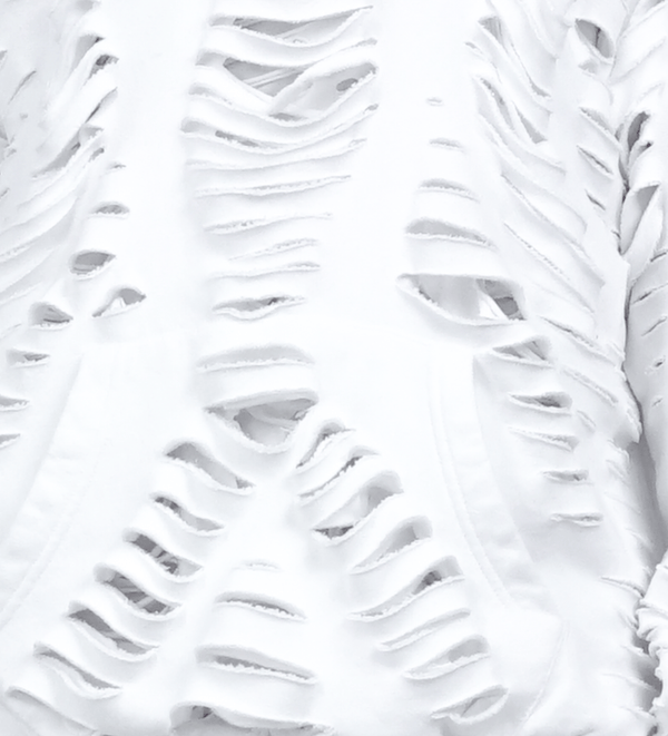 CUT HOODIE WHITE-Sia Arnika-APOC STORE