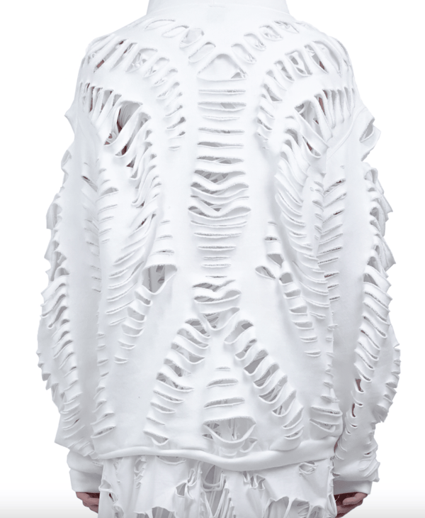 CUT HOODIE WHITE-Sia Arnika-APOC STORE