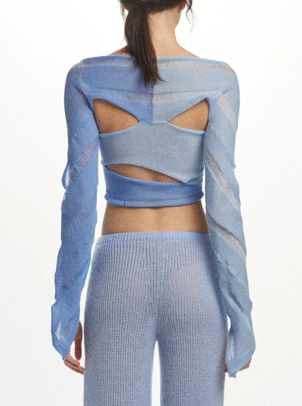 Hand Knit Lean Swirl Top in Blue-July Li-APOC STORE