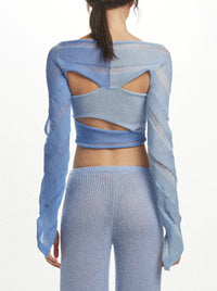 Hand Knit Lean Swirl Top in Blue-July Li-APOC STORE