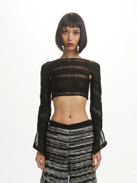 Reverse Swirl Crop Knit Top Black-July Li-APOC STORE